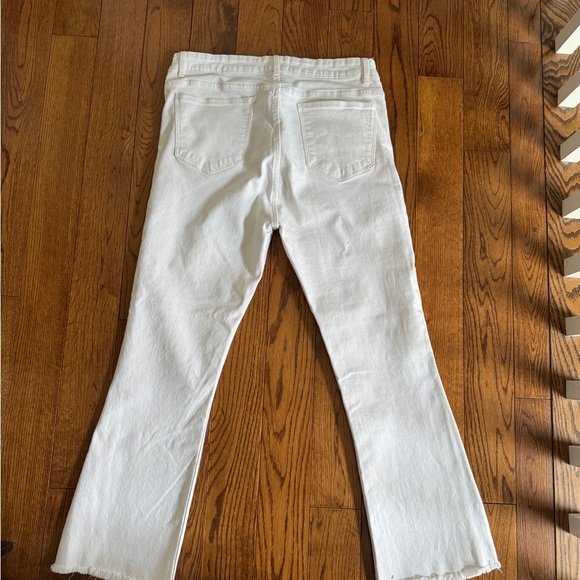 Zara white denim jeans crop flare frayed hem - Picture 3 of 4